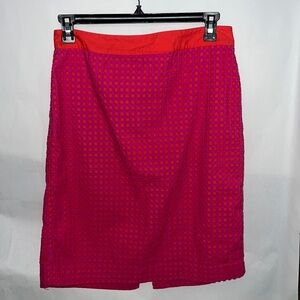 Talbots Womens Chic Pencil Skirt Orange Pink Eyelet Pop Art Knee Length Size 10